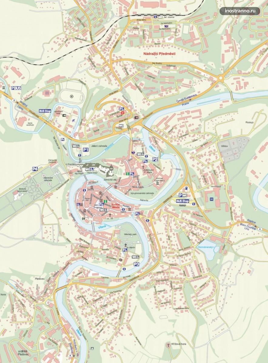 карта города Чешский Крумлов