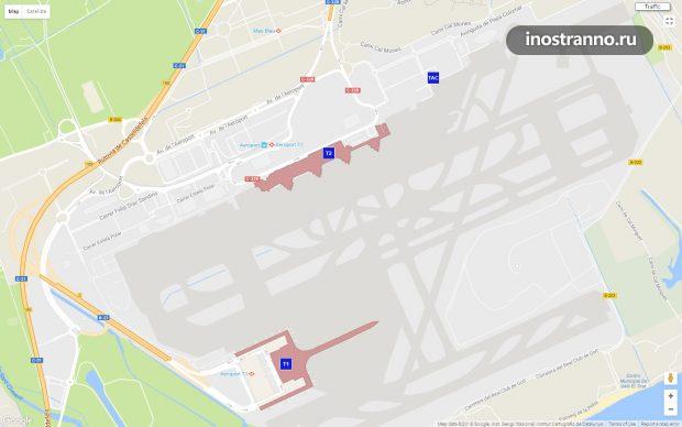 Карта аэропорта Барселоны Эль-Прат