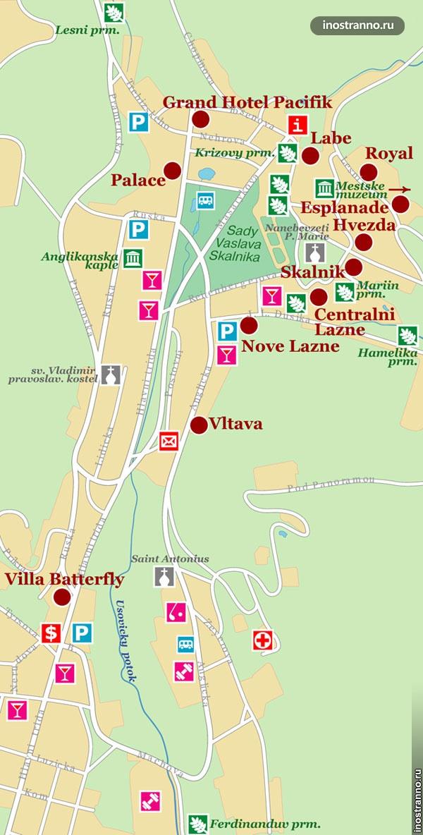 карта отелей в марианских лазнях