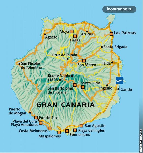 Карта курортов Гран-Канарии