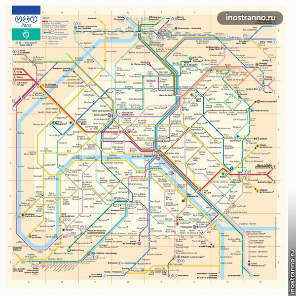 Карта метро Парижа