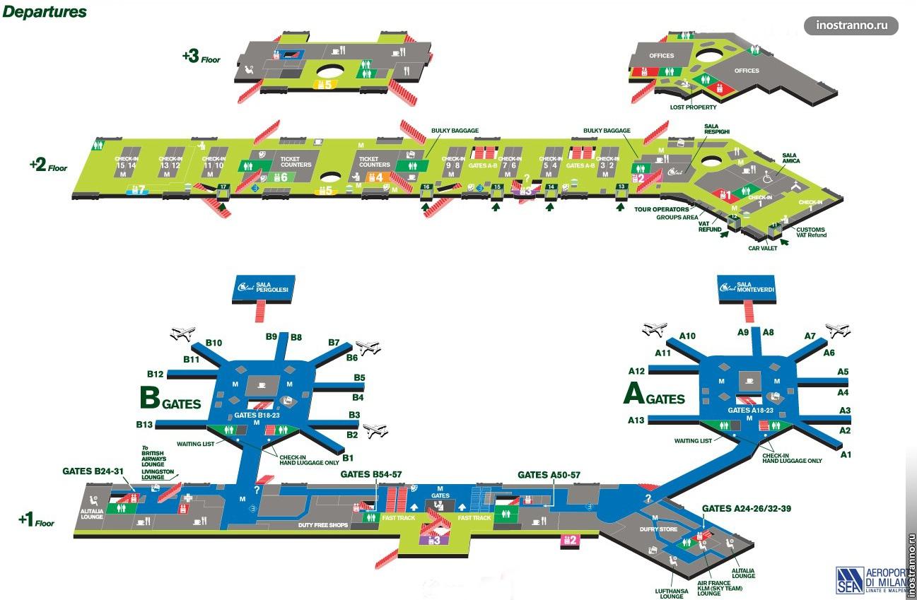 карта аэропорта милана