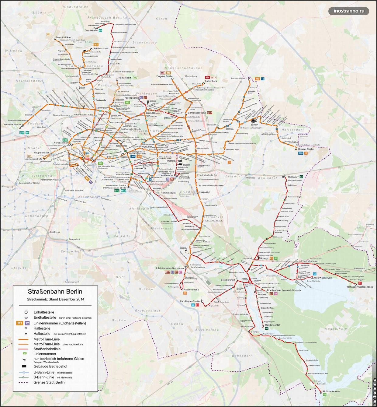 Карта трамваев Берлина
