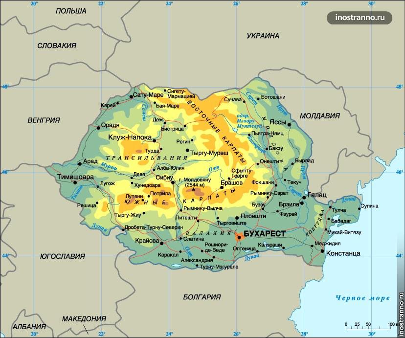 Карта Румынии на русском языке