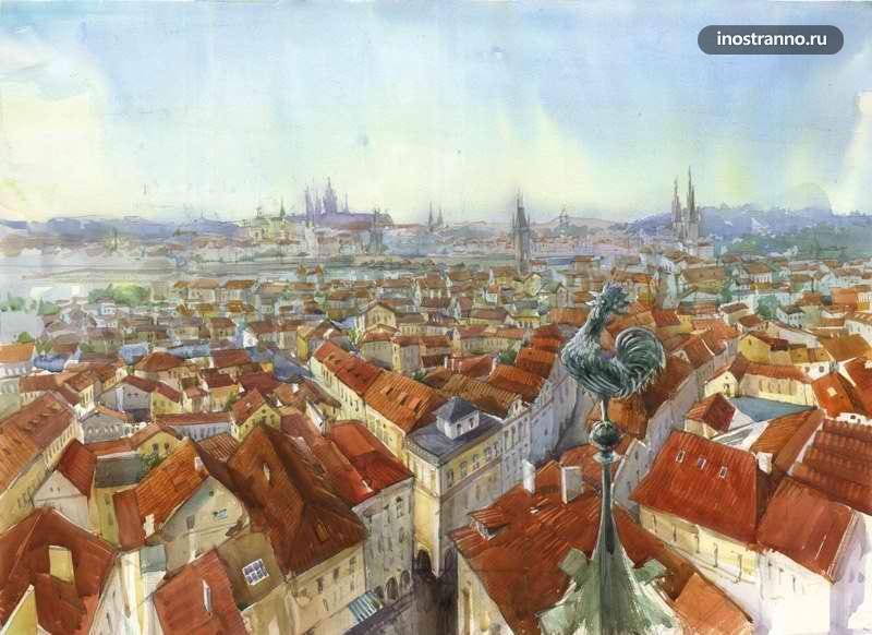 Картина красные крыши Праги