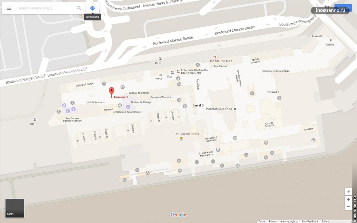 Аэропорт Ниццы карта Терминал 1
