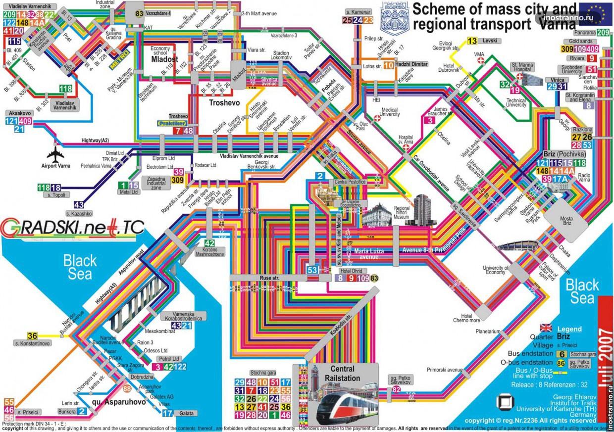 Варна карта общественный транспорт