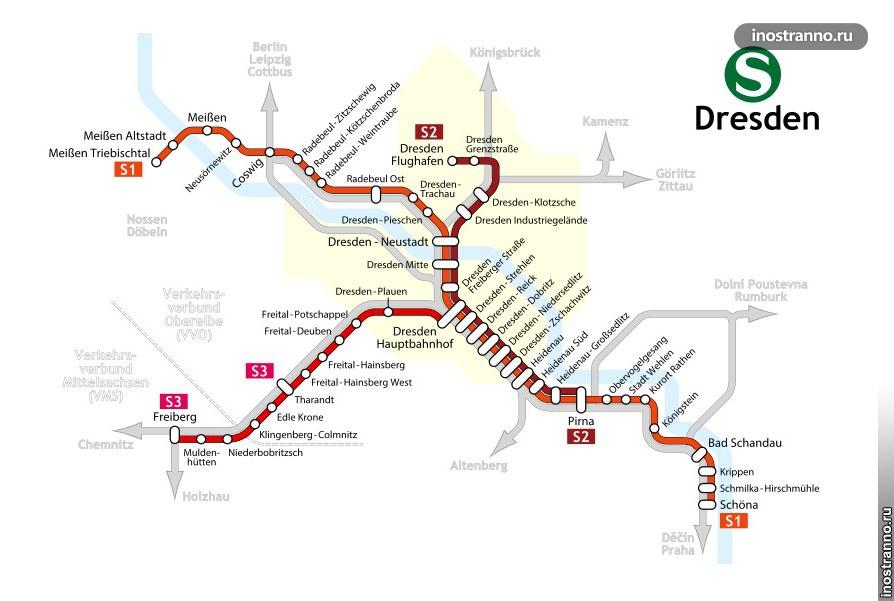 Карта электричек Дрездена
