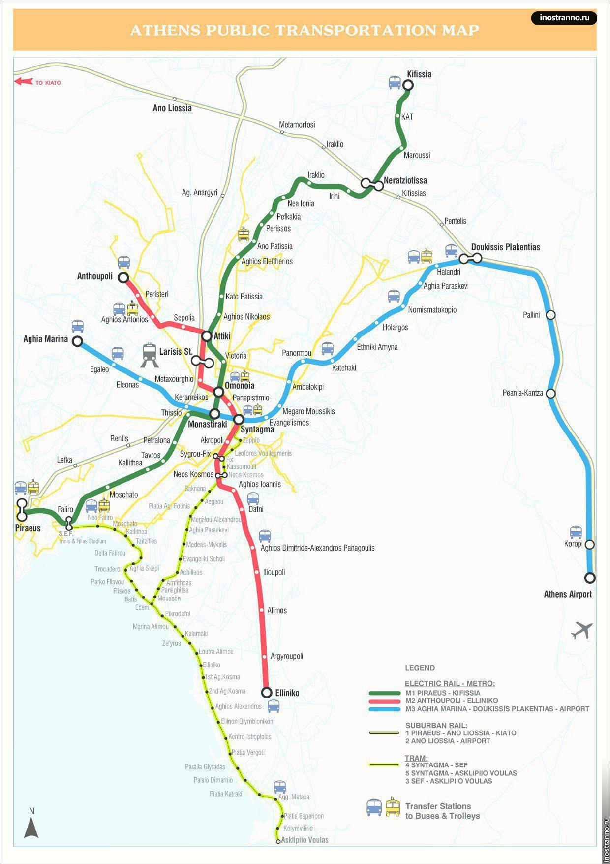 Карта трамваев Афин