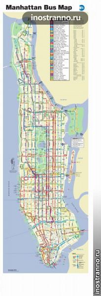 Карта автобусов Нью-Йорка, Манхэттен
