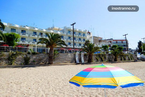 Пляж в Неа Калликратии, Греция, Халкидики