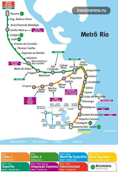 Карта метро Рио-де-Жанейро