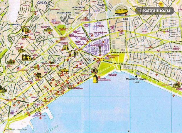 Карта Салоники с достопримечательностями