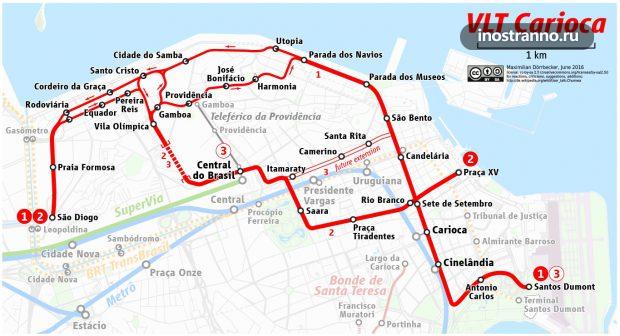 Карта трамвай в Рио-де-Жанейро