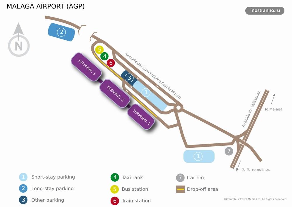 Схема карта аэропорта Малаги