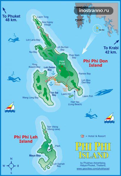 Карта островов Пхи Пхи