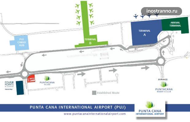 Схема международного аэропорта Пунта-Кана
