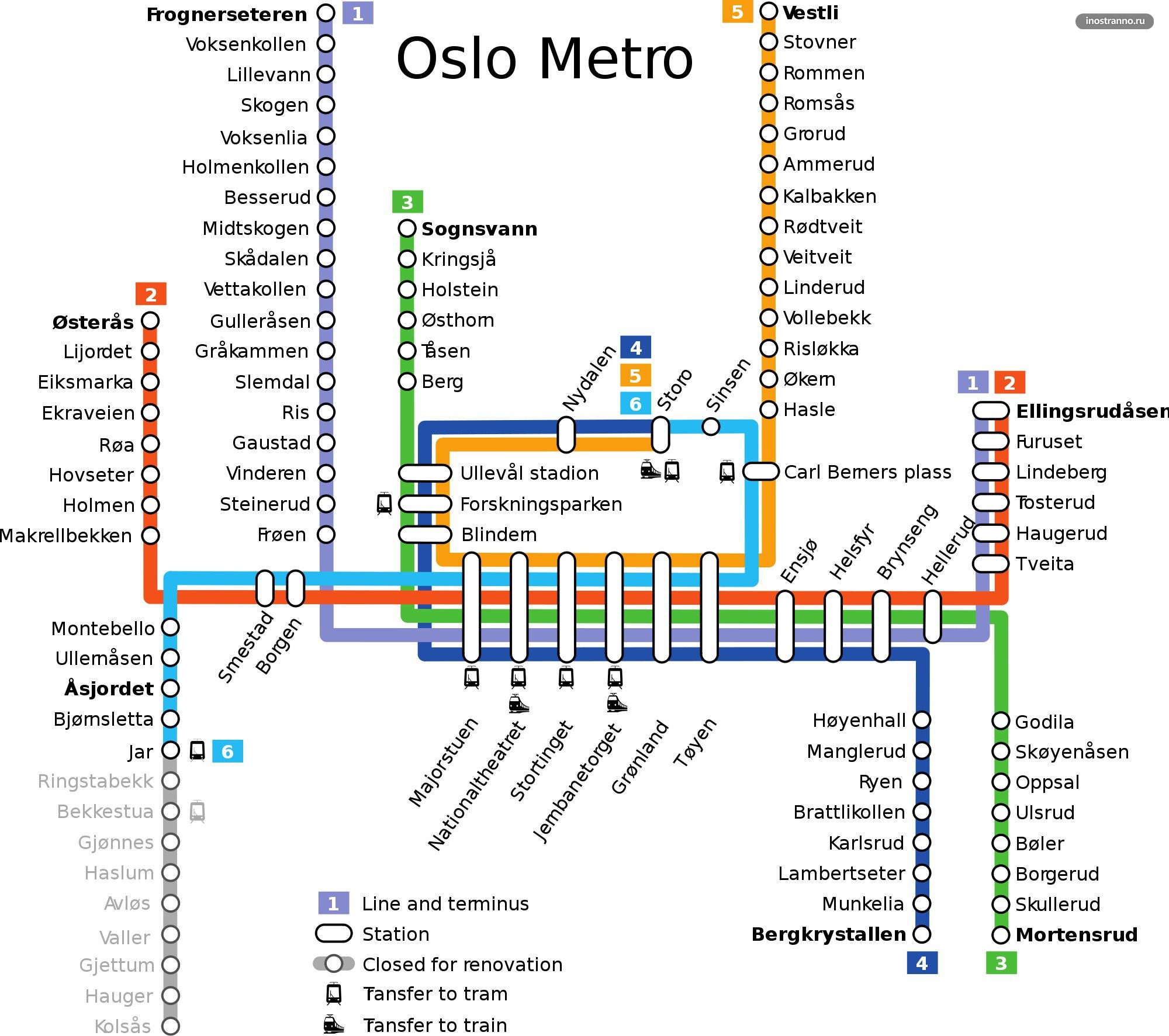 Карта метро Осло