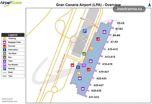 Карта аэропорта Лас-Пальмас-де-Гран-Канария