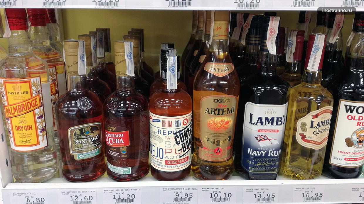 Цены на алкоголь в магазине в Испании, Тенерифе