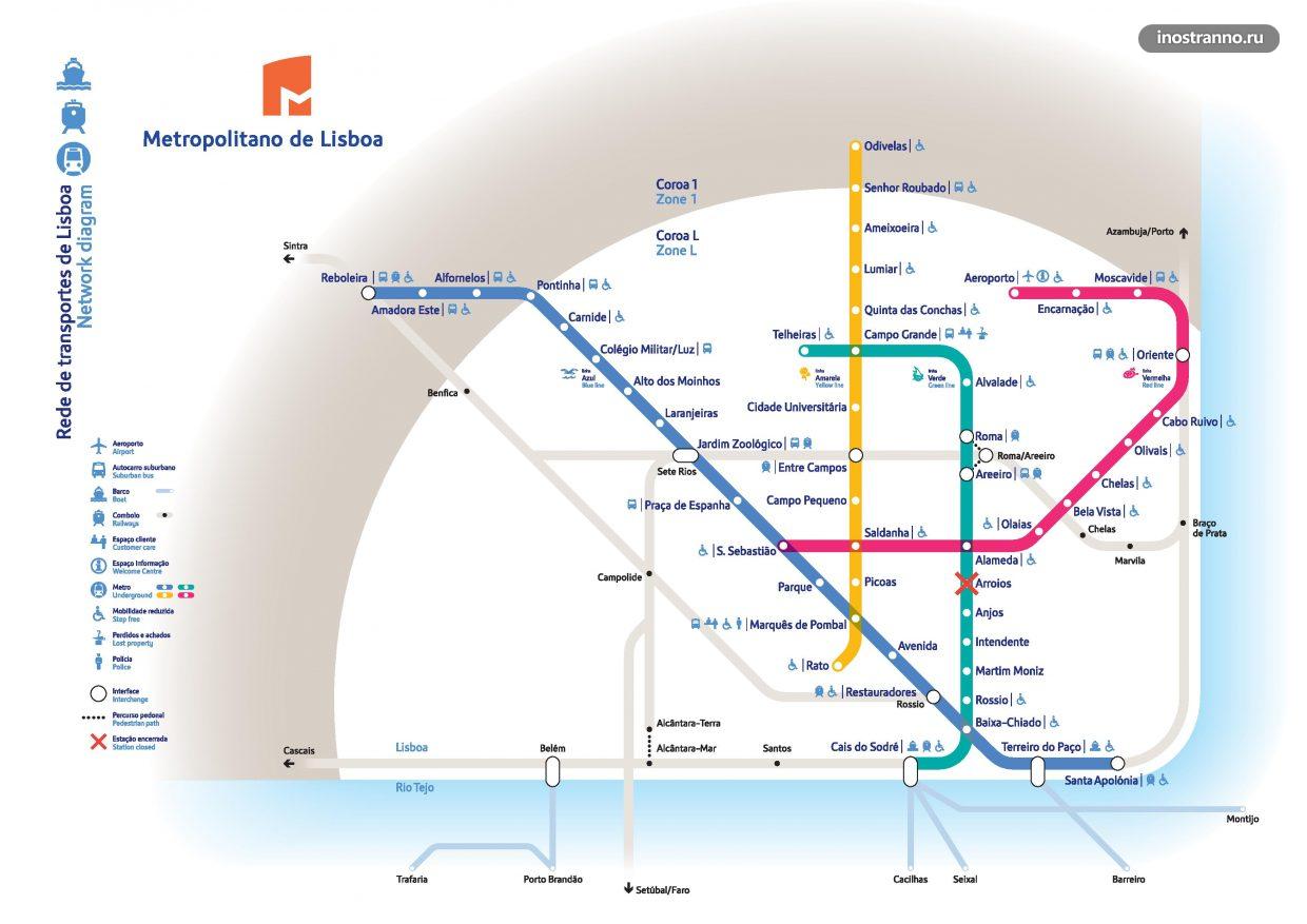 Карта электричек лиссабон