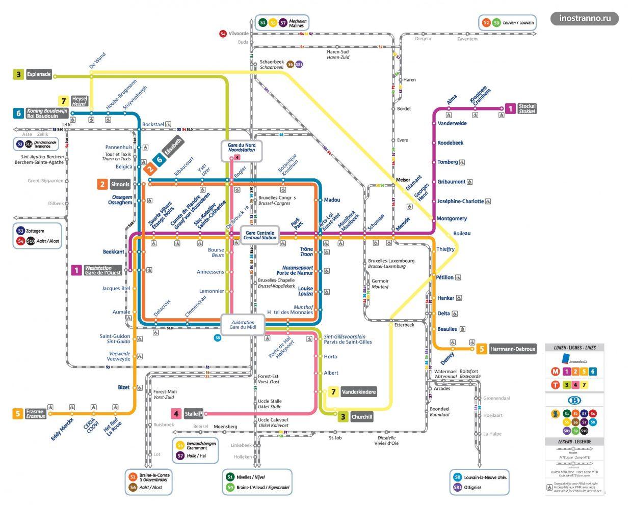 Схема метро брюсселя