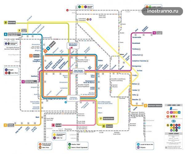 Карта схема метро Брюсселя