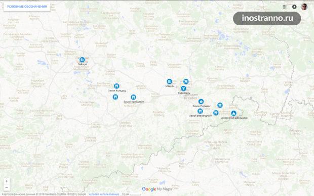 Достопримечательности рядом с Дрезденом карта