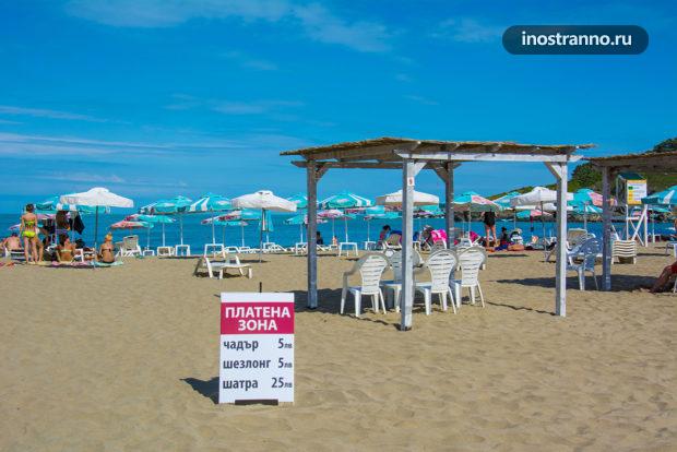 Пляж в Болгарии цены на шезлонг и зонтик