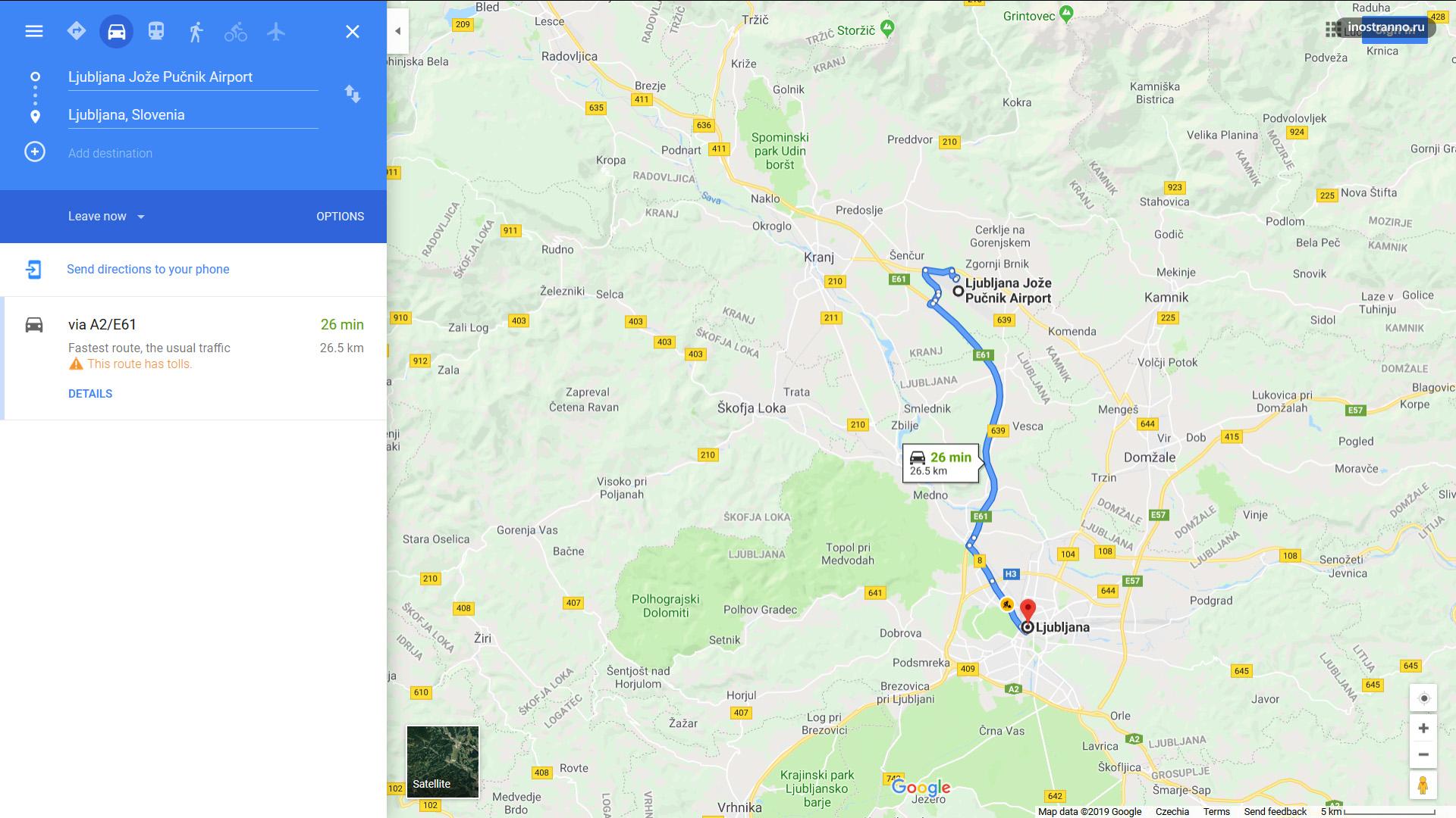 Как добраться до аэропорта Любляны