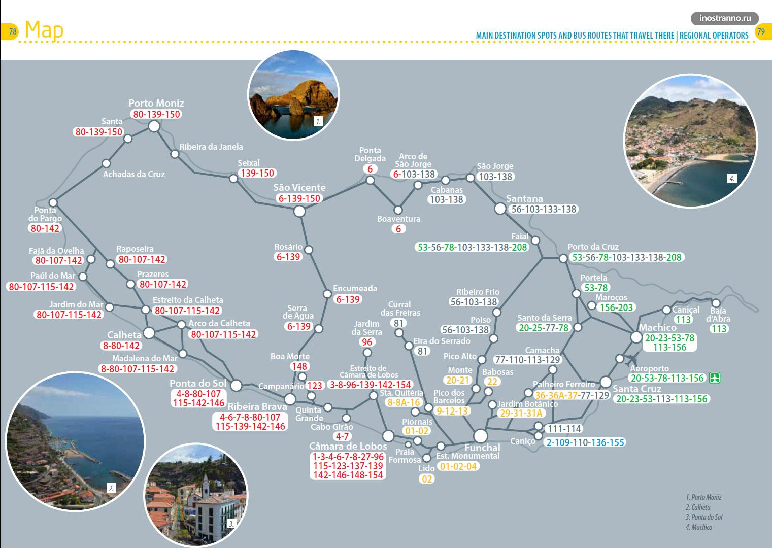 Мадейра карта междугородних автобусных марщрутов