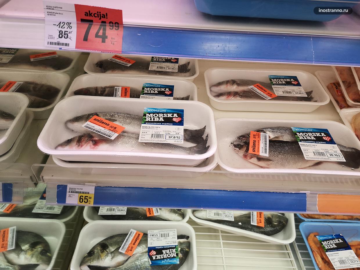Цены на рыбу в Дубровнике