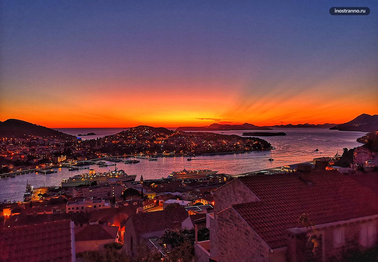 Закат в Дубровнике