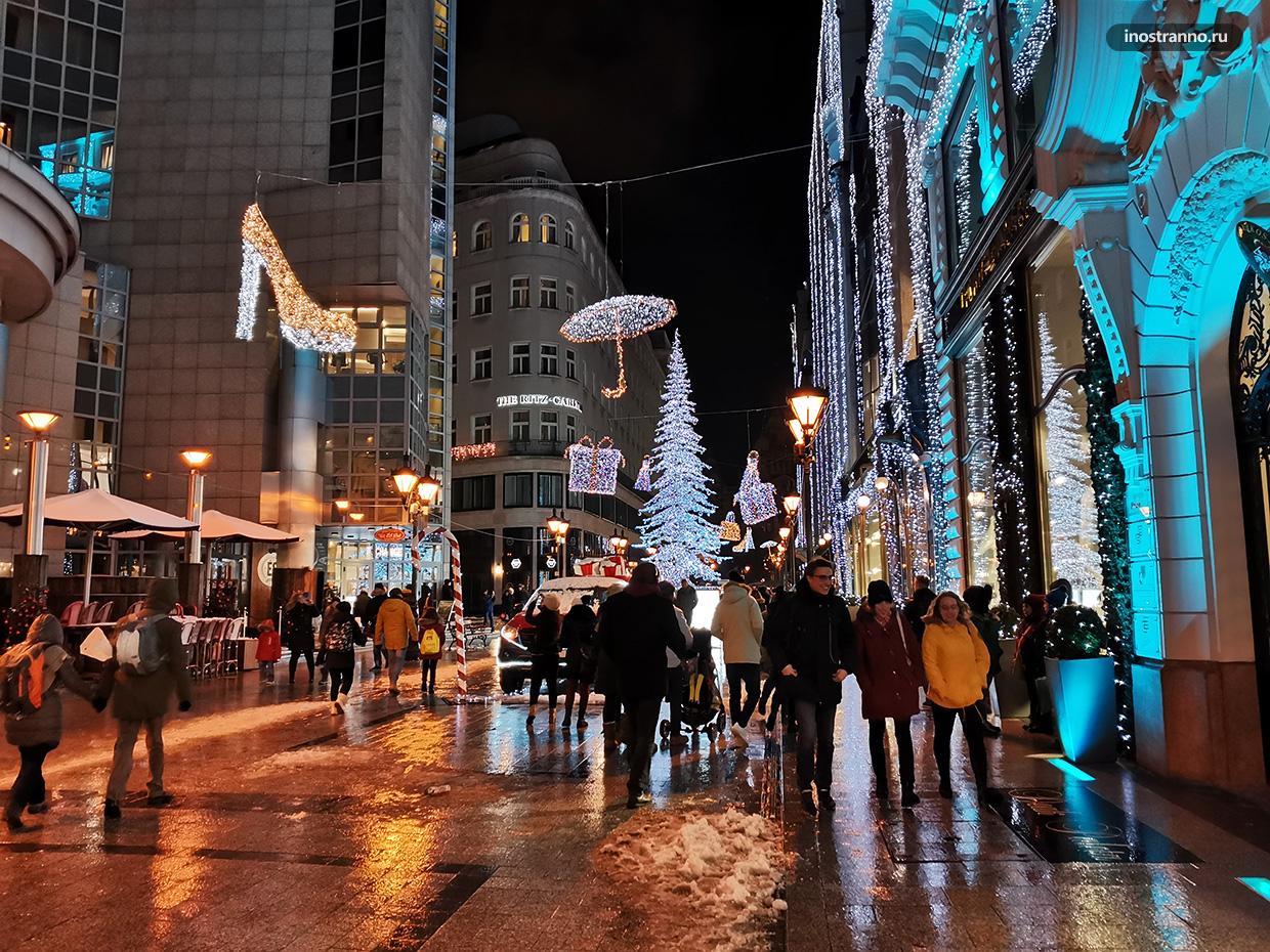 Украшения Будапешта на Рождество подсветка