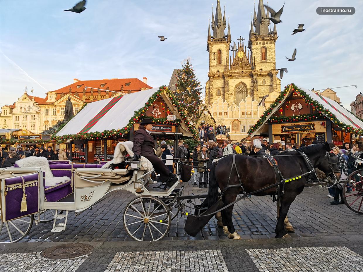 Староместская площадь в Праге на Рождество