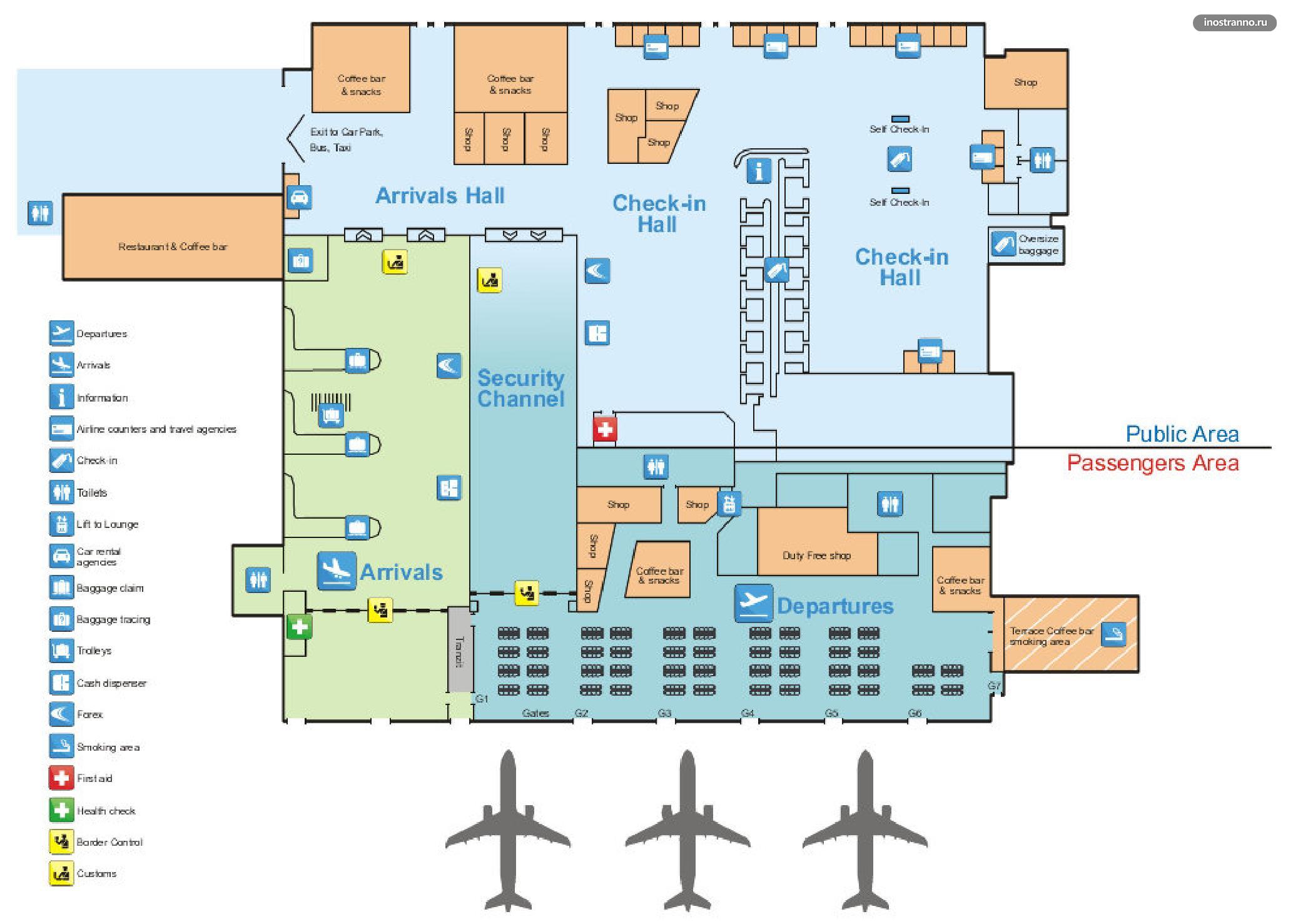 Аэропорт Тираны карта схема терминала