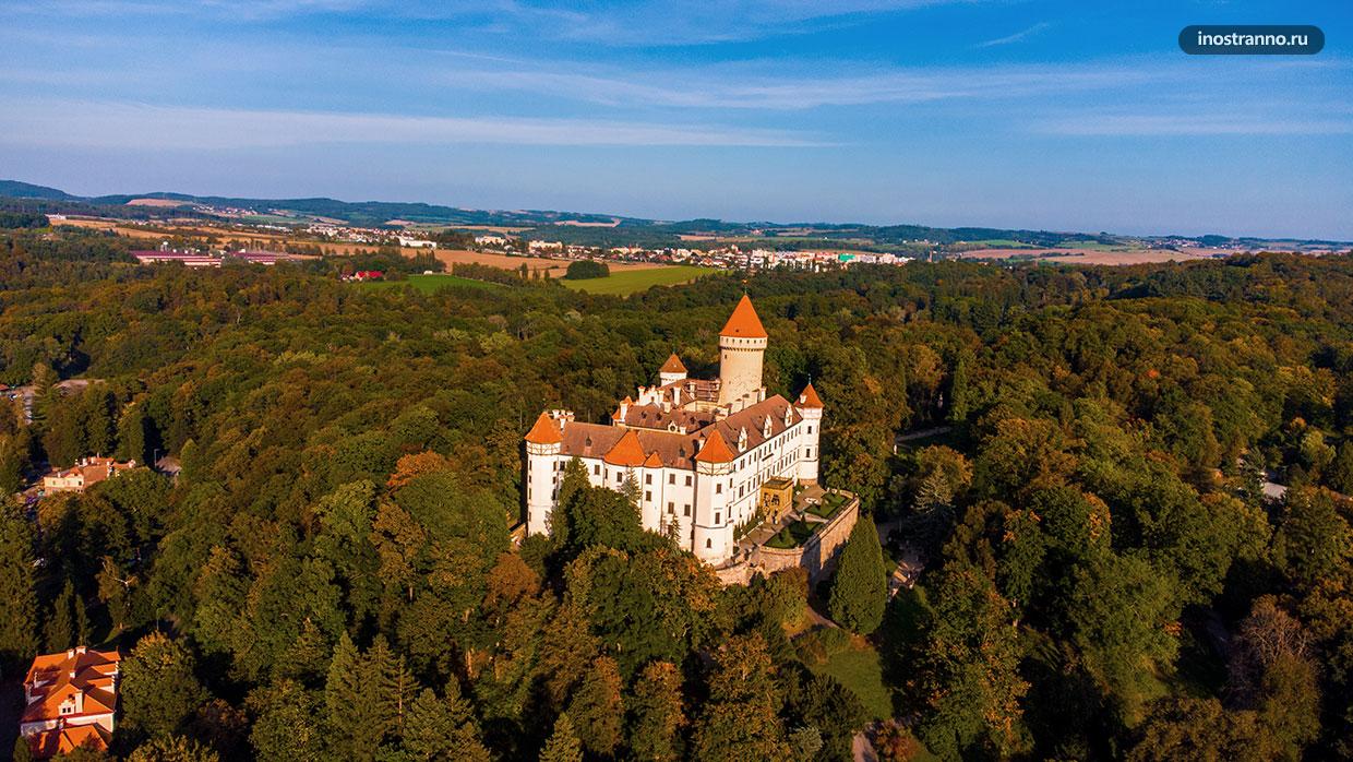 Замок Конопиште в Чехии фото с высоты птичьего полета