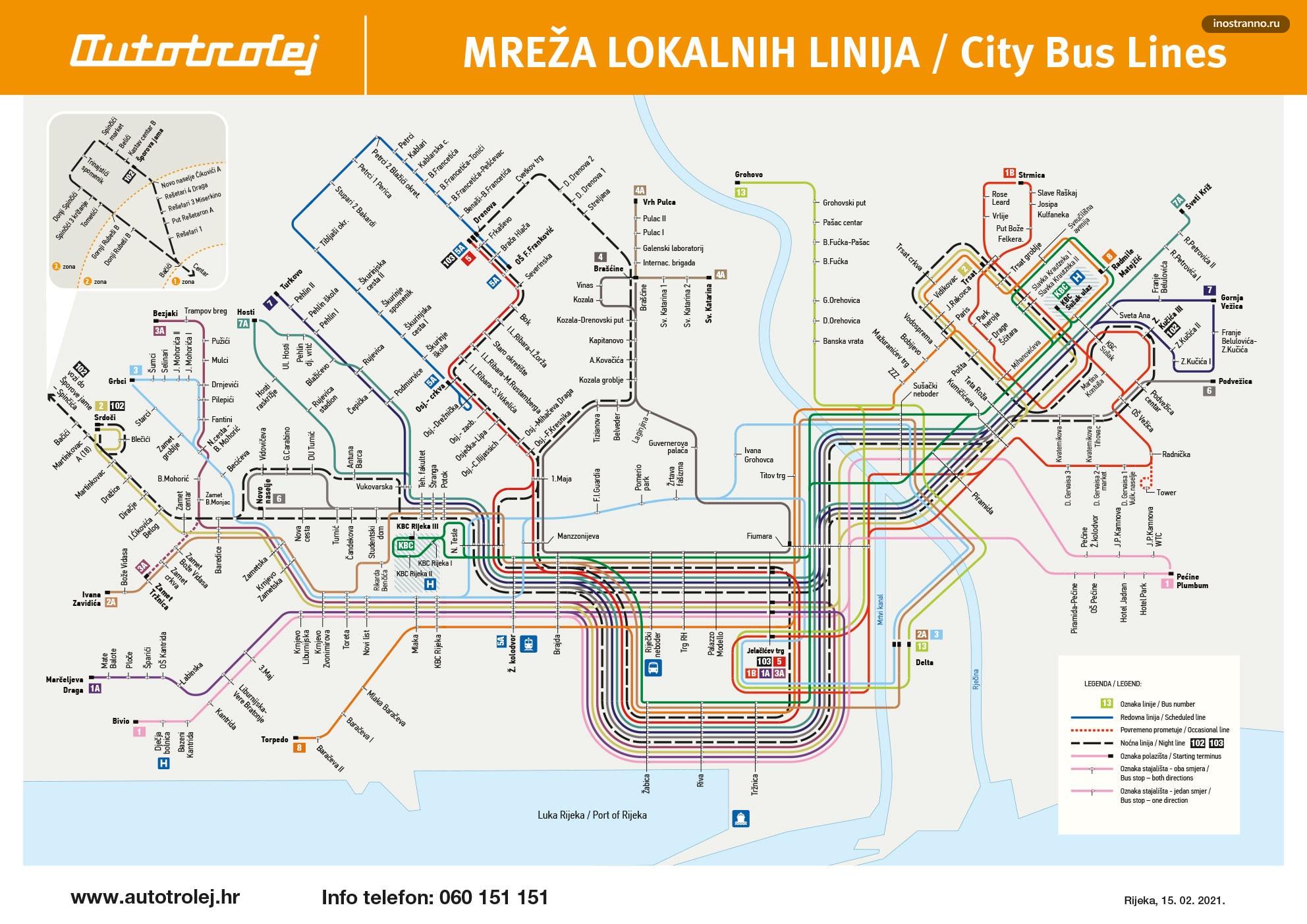 Риека карта городского транспорта и автобусов